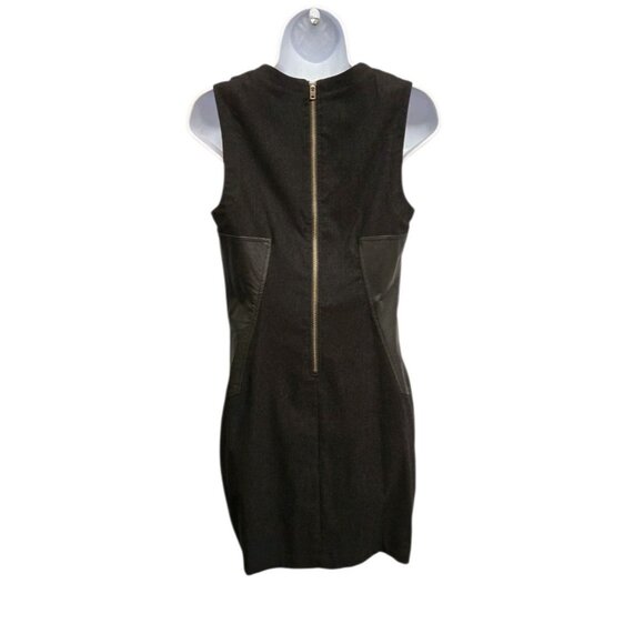 Yigal Azrouel Cut 25 Size 8 Black Sleeveless Leather Trim Sheath Cocktail Dress - Picture 3 of 8